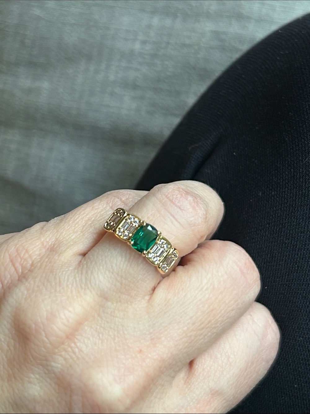 Bomb Party May 2026 Lab Emerald Gold Plated Sz6 “The Rivette Ring”